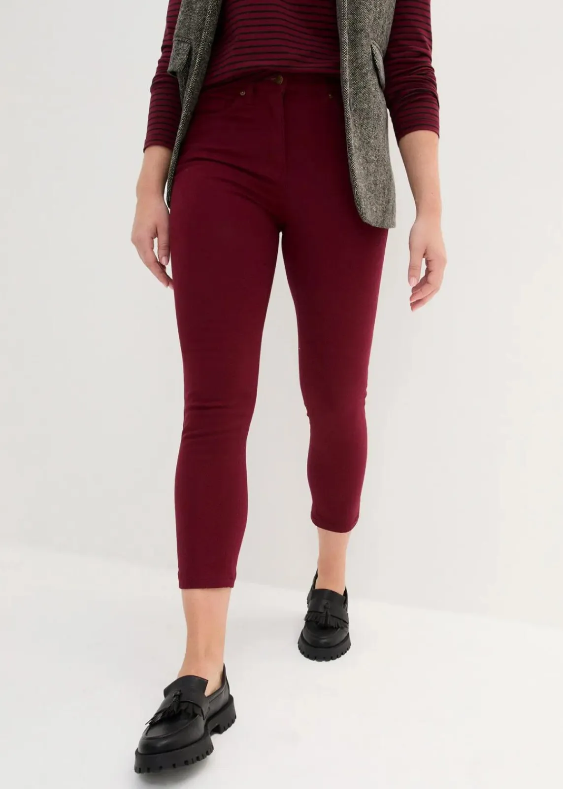 bonprix Bekleidung·Kleider^Slim Fit 7/8-Hose, High Waist ahornrot