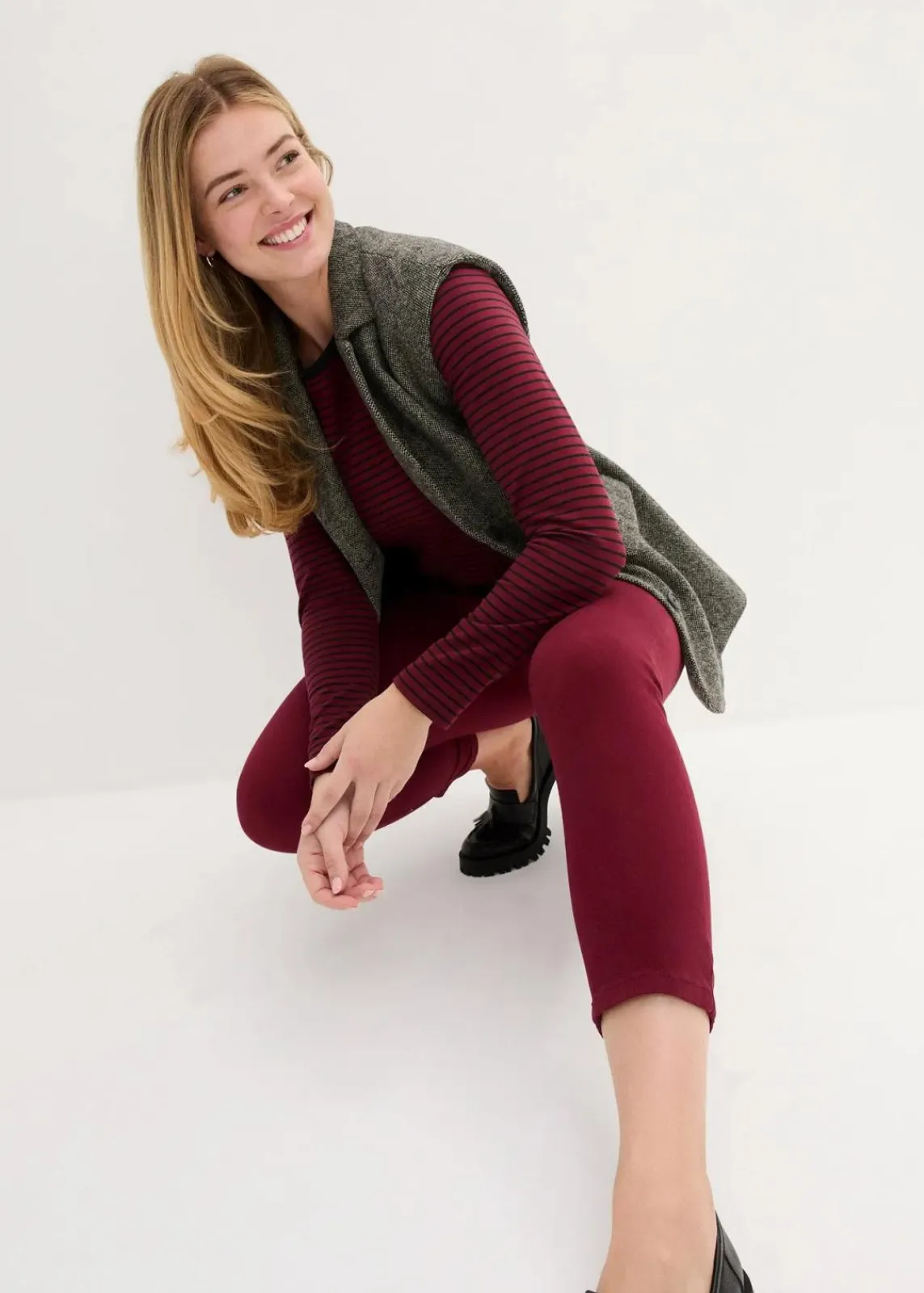 bonprix Bekleidung·Kleider^Slim Fit 7/8-Hose, High Waist ahornrot