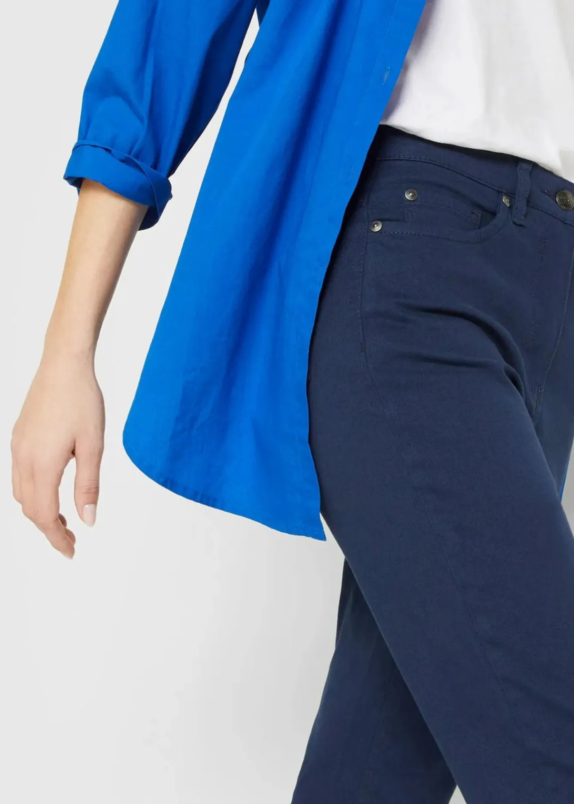bonprix Bekleidung·Kleider^Slim Fit 7/8-Hose, High Waist dunkelblau