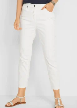 bonprix Bekleidung·Kleider^Slim Fit 7/8-Hose, High Waist weiß