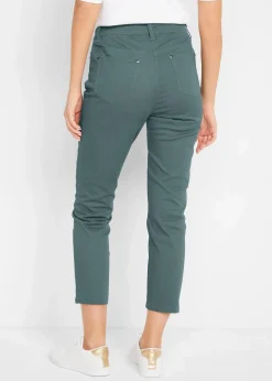 bonprix Bekleidung·Kleider^Slim Fit 7/8-Hose, High Waist eukalyptusgrün