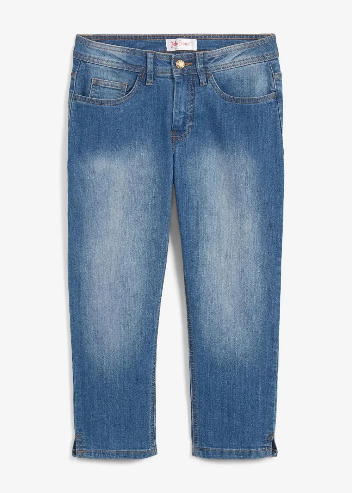 bonprix Bekleidung·Shirts & Tops|Jeans^Slim Fit Jeans Mid Waist, cropped blau used