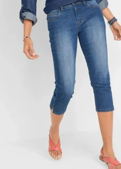bonprix Bekleidung·Shirts & Tops|Jeans^Slim Fit Jeans Mid Waist, cropped blau used