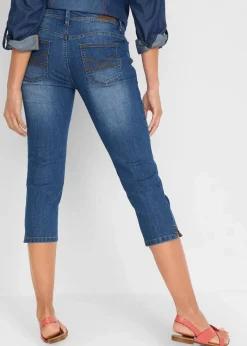 bonprix Bekleidung·Shirts & Tops|Jeans^Slim Fit Jeans Mid Waist, cropped blau used