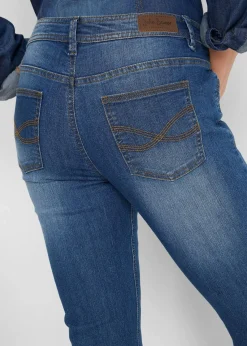 bonprix Bekleidung·Shirts & Tops|Jeans^Slim Fit Jeans Mid Waist, cropped blau used
