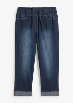 bonprix Bekleidung·Shirts & Tops|Jeans^Slim Fit Jeans, Mid Waist, Baumwolle dunkelblau denim
