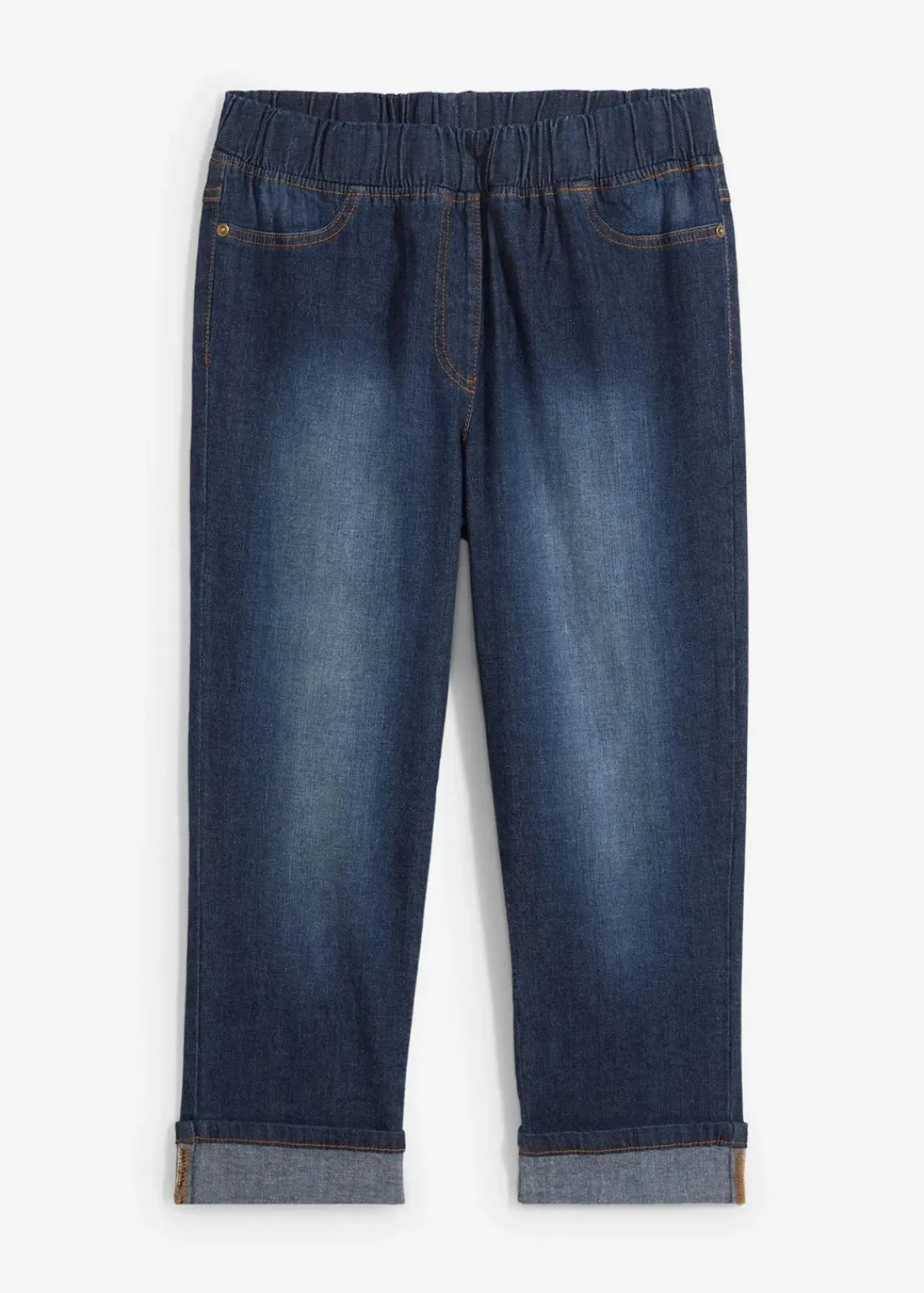 bonprix Bekleidung·Shirts & Tops|Jeans^Slim Fit Jeans, Mid Waist, Baumwolle dunkelblau denim