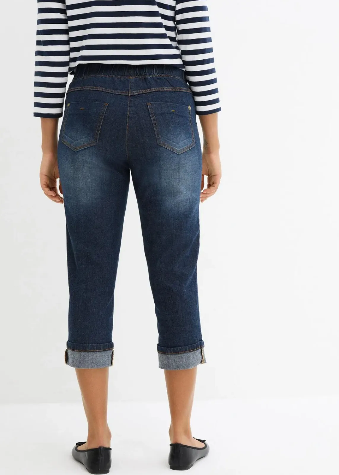 bonprix Bekleidung·Shirts & Tops|Jeans^Slim Fit Jeans, Mid Waist, Baumwolle dunkelblau denim