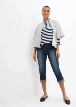 bonprix Bekleidung·Shirts & Tops|Jeans^Slim Fit Jeans, Mid Waist, Baumwolle dunkelblau denim