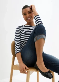 bonprix Bekleidung·Shirts & Tops|Jeans^Slim Fit Jeans, Mid Waist, Baumwolle dunkelblau denim