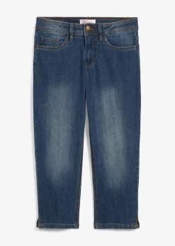bonprix Jeans|Bekleidung·Shirts & Tops^Slim Fit Jeans Mid Waist, cropped dunkelblau used