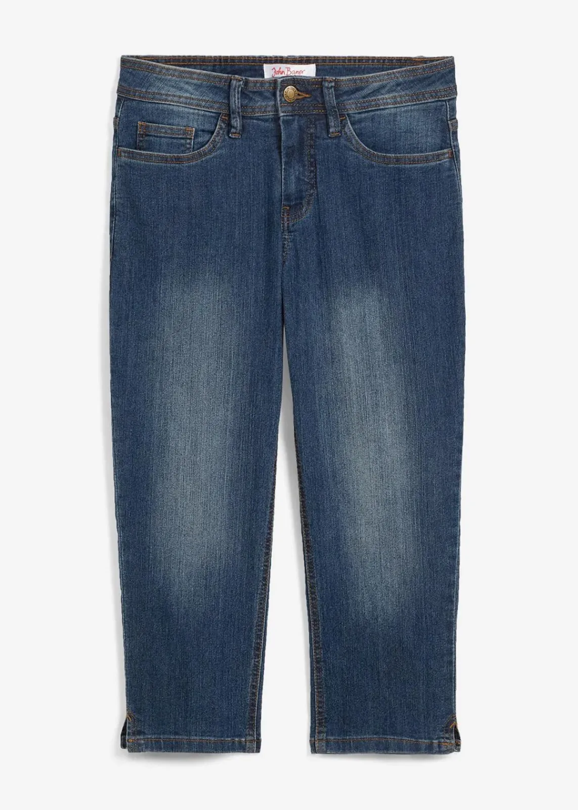 bonprix Jeans|Bekleidung·Shirts & Tops^Slim Fit Jeans Mid Waist, cropped dunkelblau used