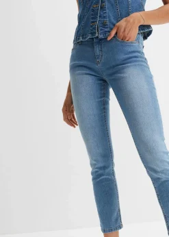 bonprix Jeans|Bekleidung·Shirts & Tops^Slim Fit Jeans Mid Waist, cropped hellblau used