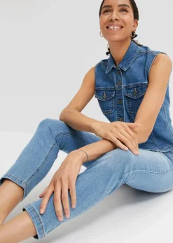 bonprix Jeans|Bekleidung·Shirts & Tops^Slim Fit Jeans Mid Waist, cropped hellblau used