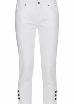 bonprix Bekleidung·Shirts & Tops|Jeans^Slim Fit Jeans Mid Waist, cropped weiss twill