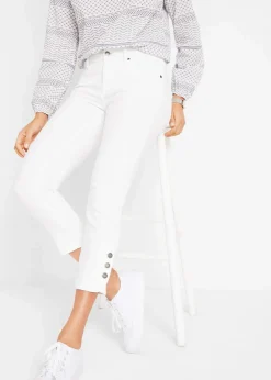 bonprix Bekleidung·Shirts & Tops|Jeans^Slim Fit Jeans Mid Waist, cropped weiss twill