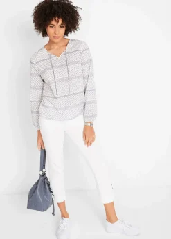 bonprix Bekleidung·Shirts & Tops|Jeans^Slim Fit Jeans Mid Waist, cropped weiss twill
