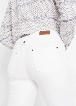 bonprix Bekleidung·Shirts & Tops|Jeans^Slim Fit Jeans Mid Waist, cropped weiss twill