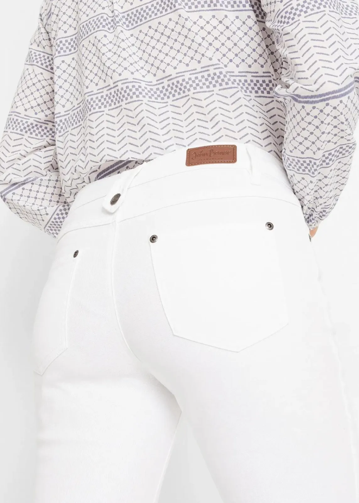 bonprix Bekleidung·Shirts & Tops|Jeans^Slim Fit Jeans Mid Waist, cropped weiss twill