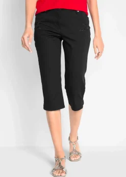 bonprix Bekleidung·Kleider|Hosen^Slim Fit Jeans, Mid Waist, cropped schwarz