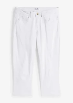 bonprix Jeans|Bekleidung·Shirts & Tops^Slim Fit Jeans Mid Waist, cropped weiß twill