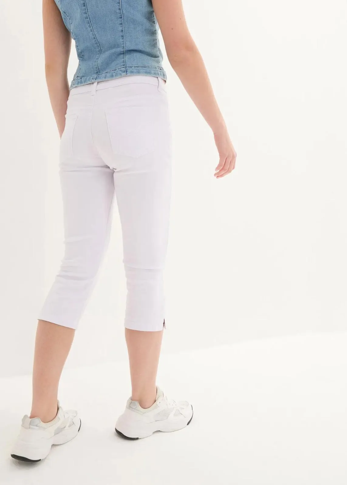 bonprix Jeans|Bekleidung·Shirts & Tops^Slim Fit Jeans Mid Waist, cropped weiß twill
