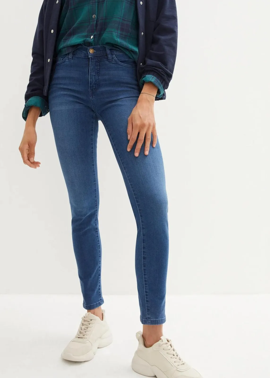 bonprix Bekleidung·Shirts & Tops|Jeans^Slim Jeans High Waist, Shaping blau used