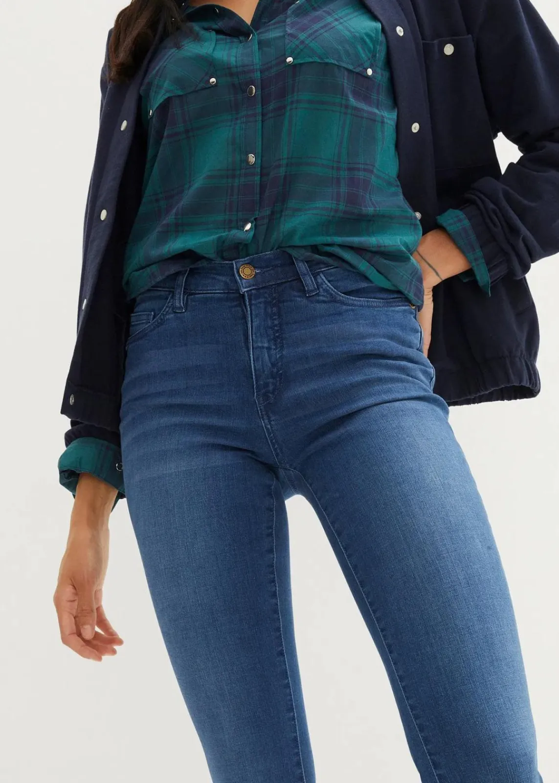 bonprix Bekleidung·Shirts & Tops|Jeans^Slim Jeans High Waist, Shaping blau used