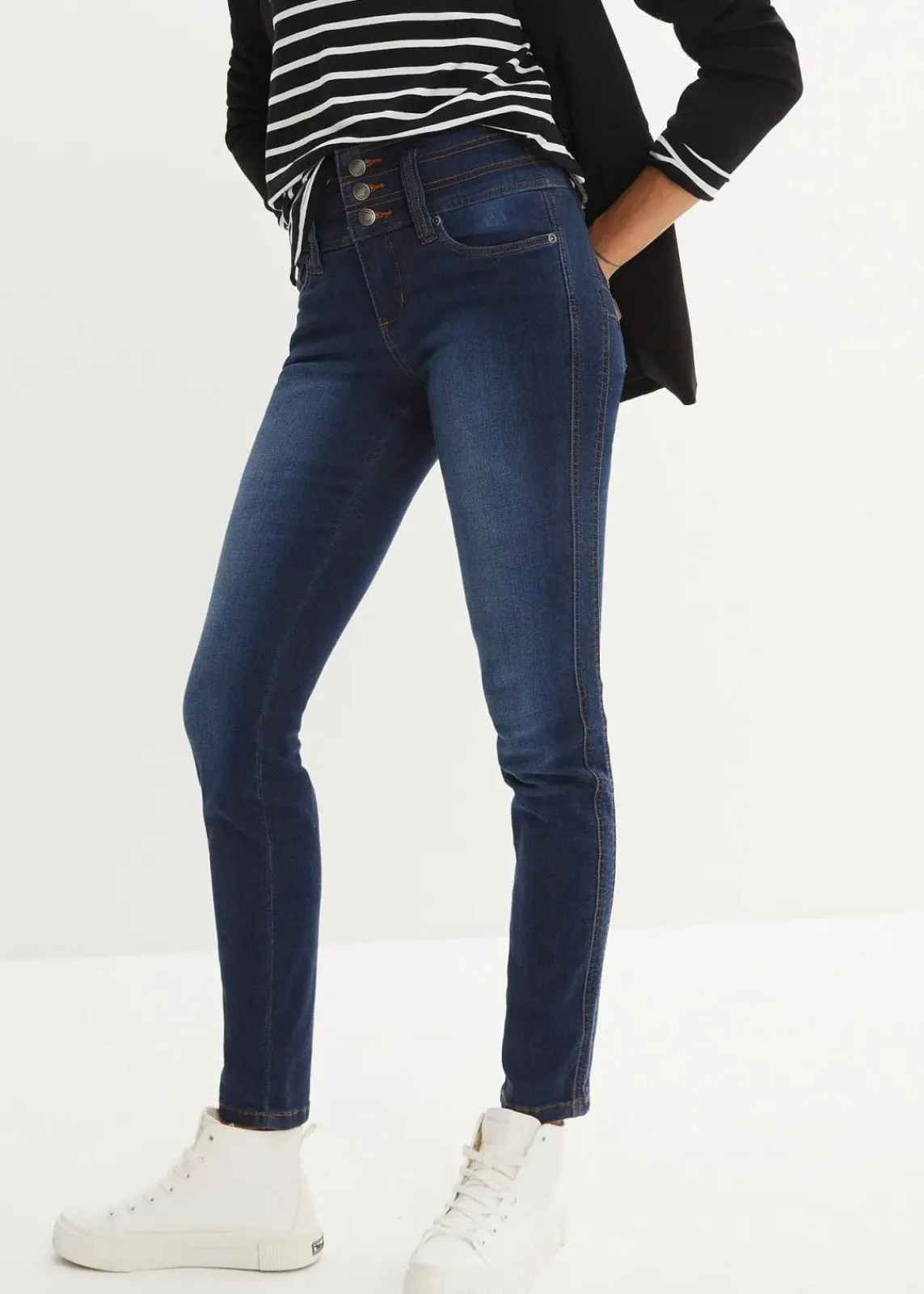 bonprix Bekleidung·Shirts & Tops|Jeans^Slim Jeans High Waist, Shaping dunkelblau used