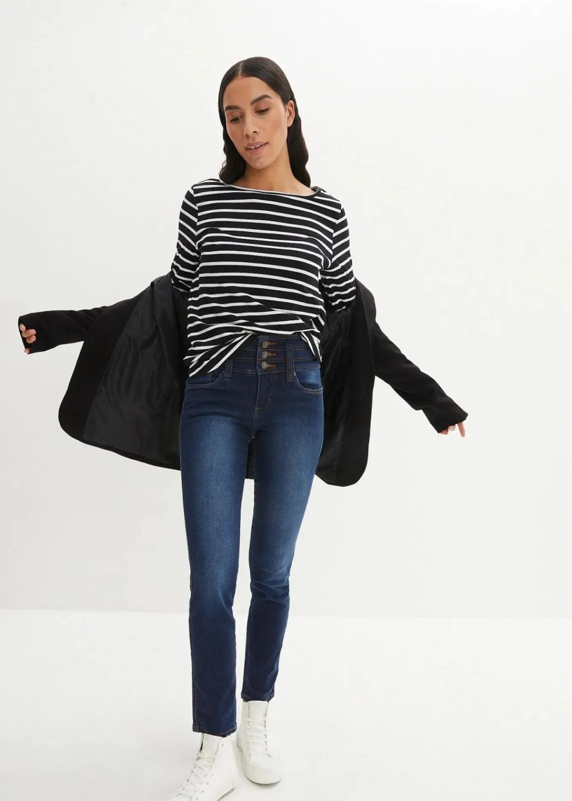 bonprix Bekleidung·Shirts & Tops|Jeans^Slim Jeans High Waist, Shaping dunkelblau used