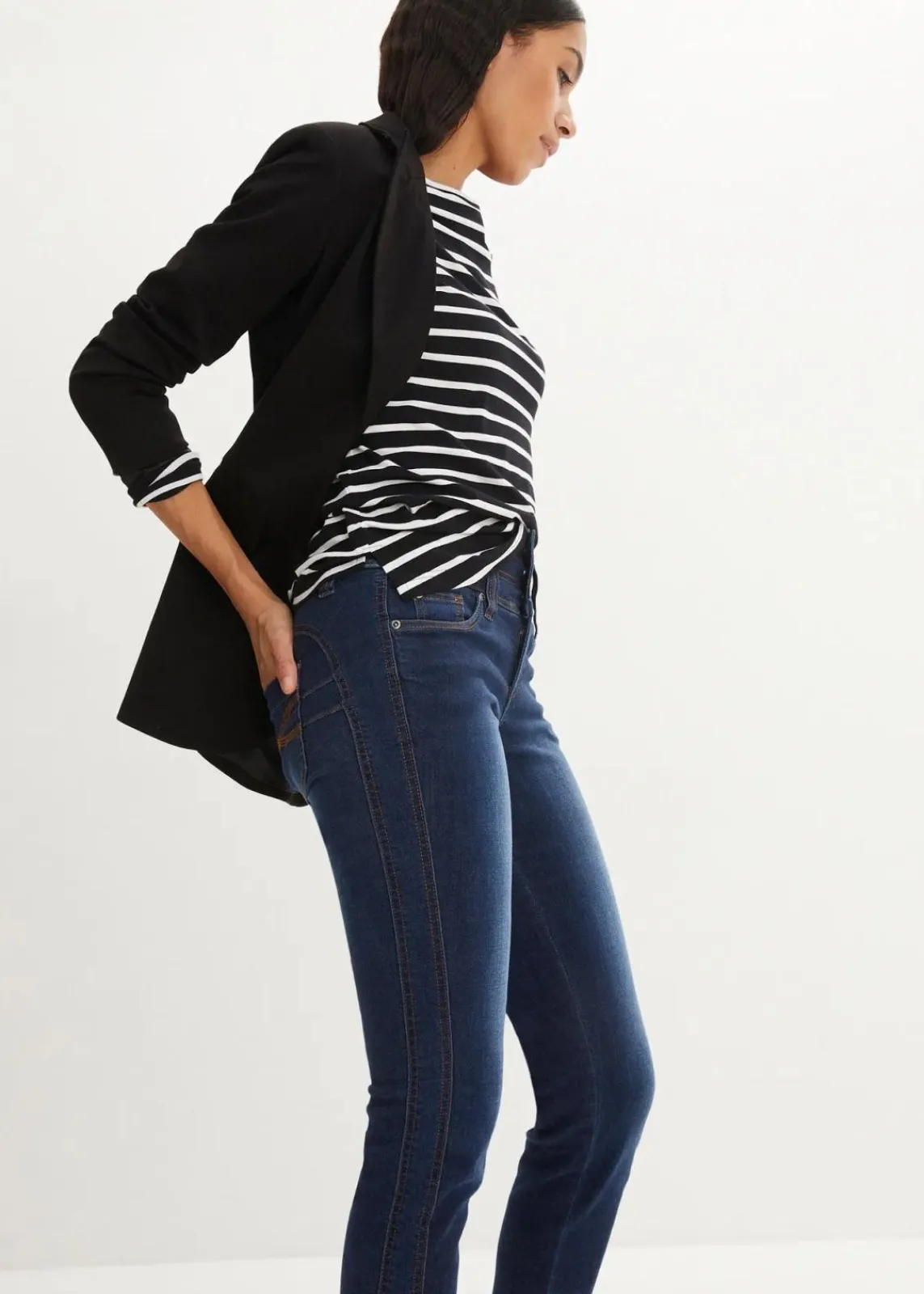 bonprix Bekleidung·Shirts & Tops|Jeans^Slim Jeans High Waist, Shaping dunkelblau used