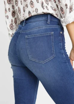 bonprix Kurzgrößen|Bekleidung·Shirts & Tops^Slim Jeans Mid Waist, Stretch blau used