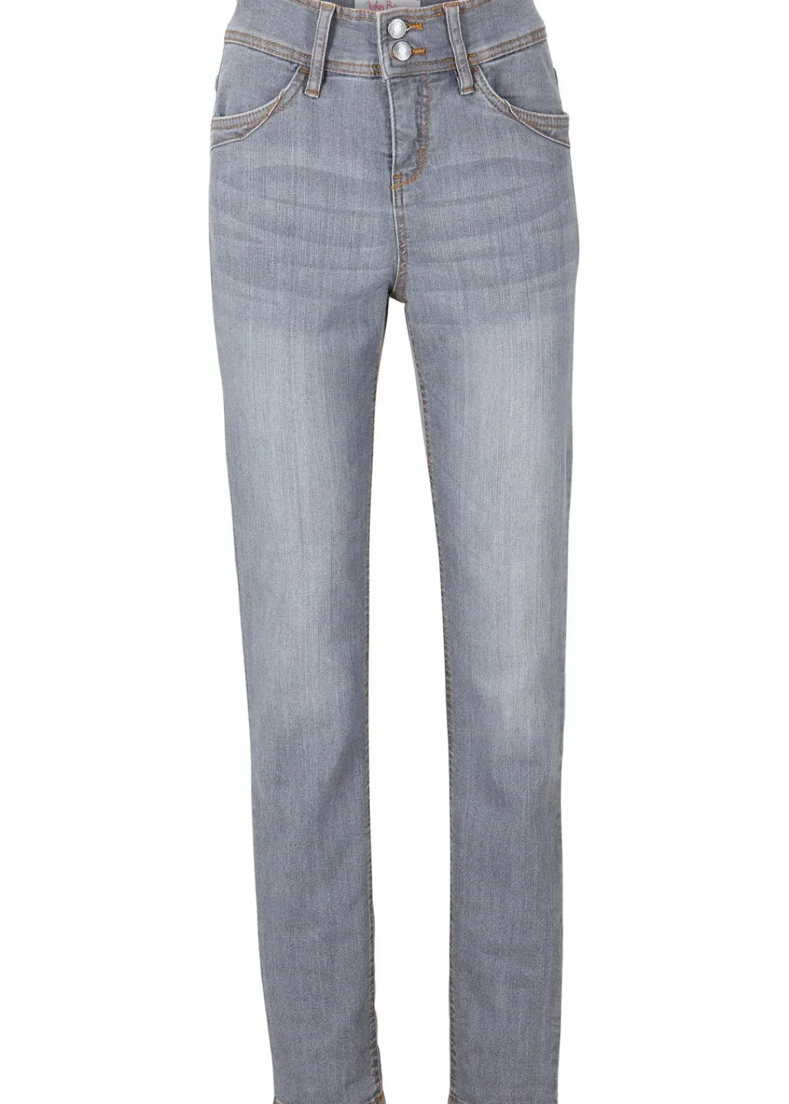 bonprix Jeans|Kurzgrößen^Slim-Fit-Jeans High Waist, Komfort-Stretch grau denim used