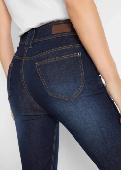 bonprix Kurzgrößen|Bekleidung·Shirts & Tops^Slim-Fit-Jeans High Waist, Komfort-Stretch dunkelblau denim used