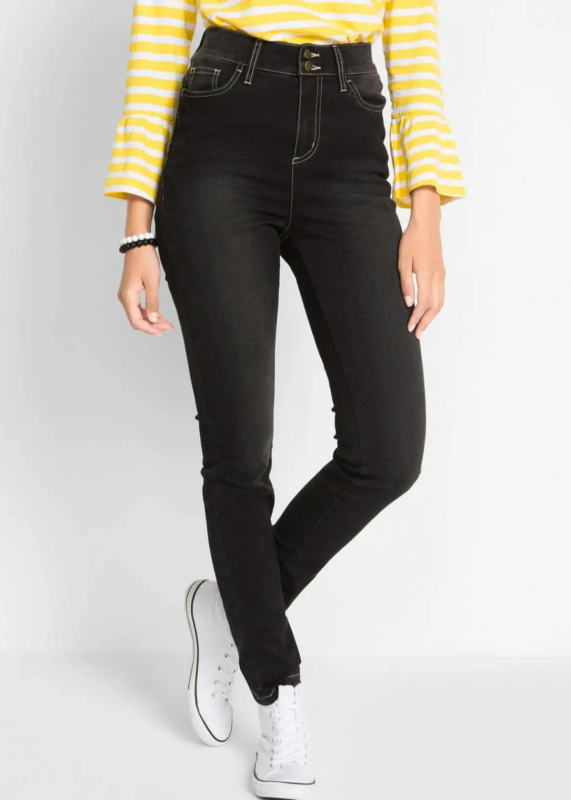 bonprix Jeans|Bekleidung·Shirts & Tops^Slim-Fit-Jeans High Waist, Super Stretch black stone used