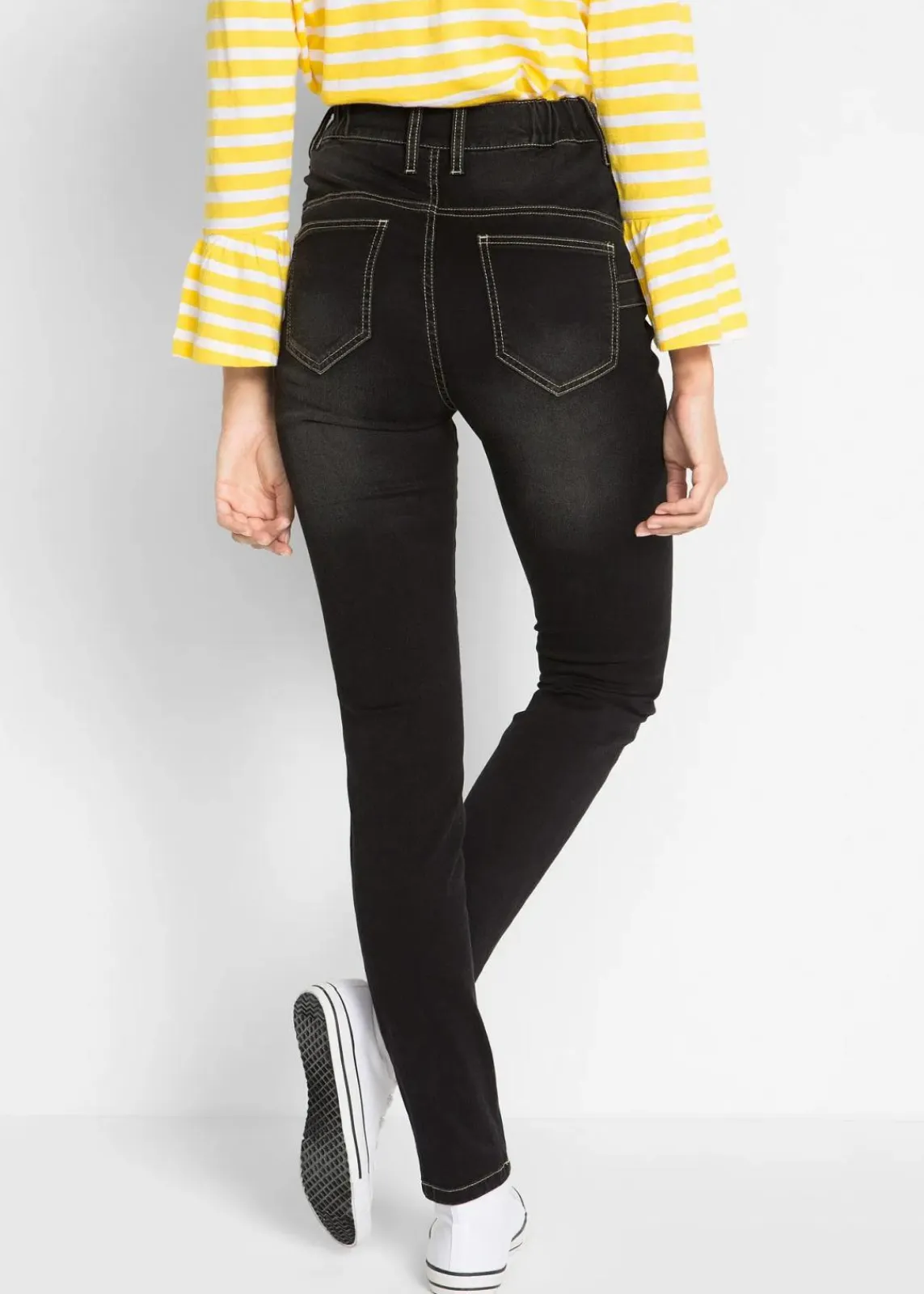 bonprix Jeans|Bekleidung·Shirts & Tops^Slim-Fit-Jeans High Waist, Super Stretch black stone used