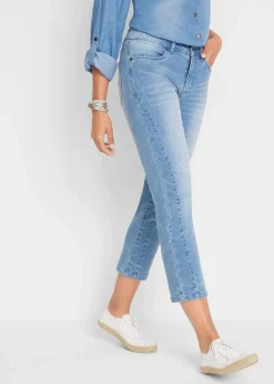 bonprix Bekleidung·Shirts & Tops|Jeans^Slim-Fit-Jeans Mid Waist, cropped hellblau used