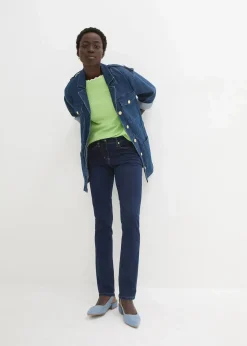 bonprix Jeans|Kurzgrößen^Slim-Fit-Jeans Mid Waist, Super Stretch darkblue stone