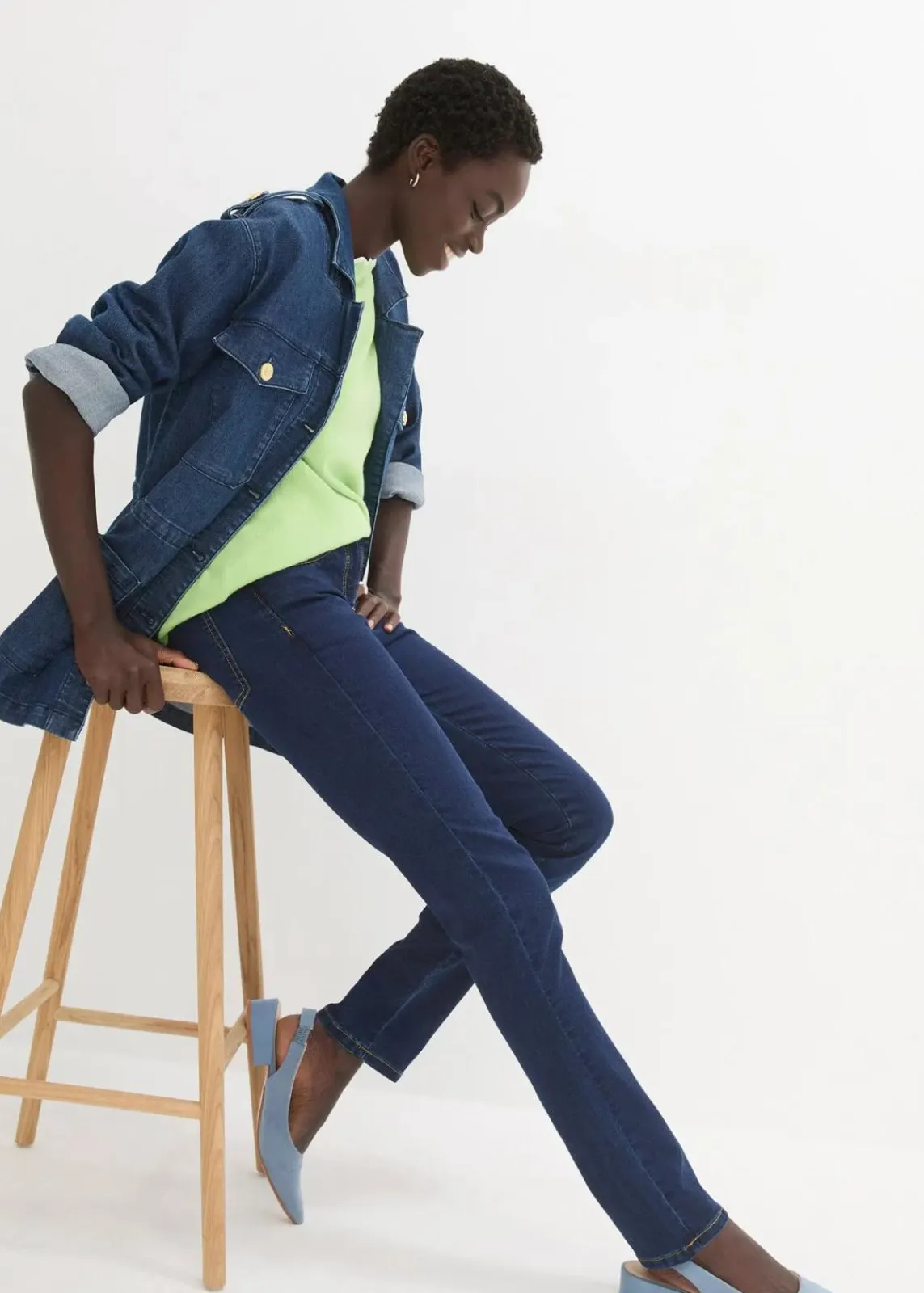 bonprix Jeans|Kurzgrößen^Slim-Fit-Jeans Mid Waist, Super Stretch darkblue stone