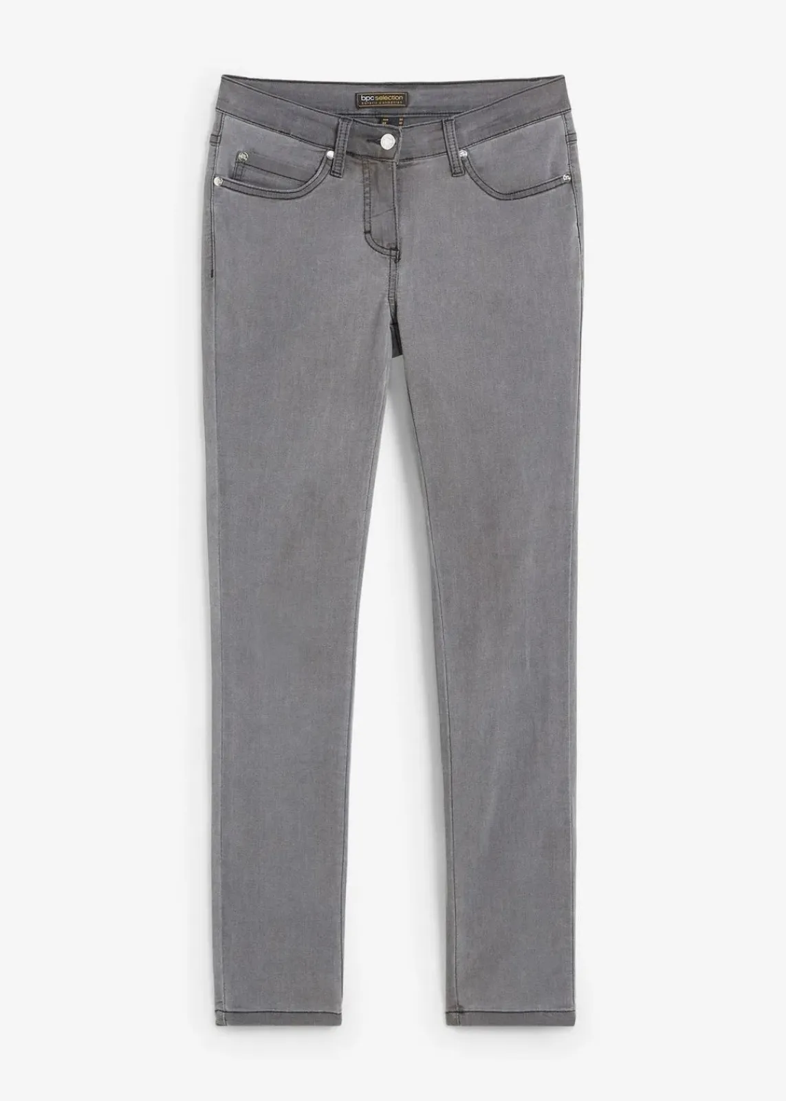bonprix Jeans|Kurzgrößen^Slim-Fit-Jeans Mid Waist, Super Stretch grey denim