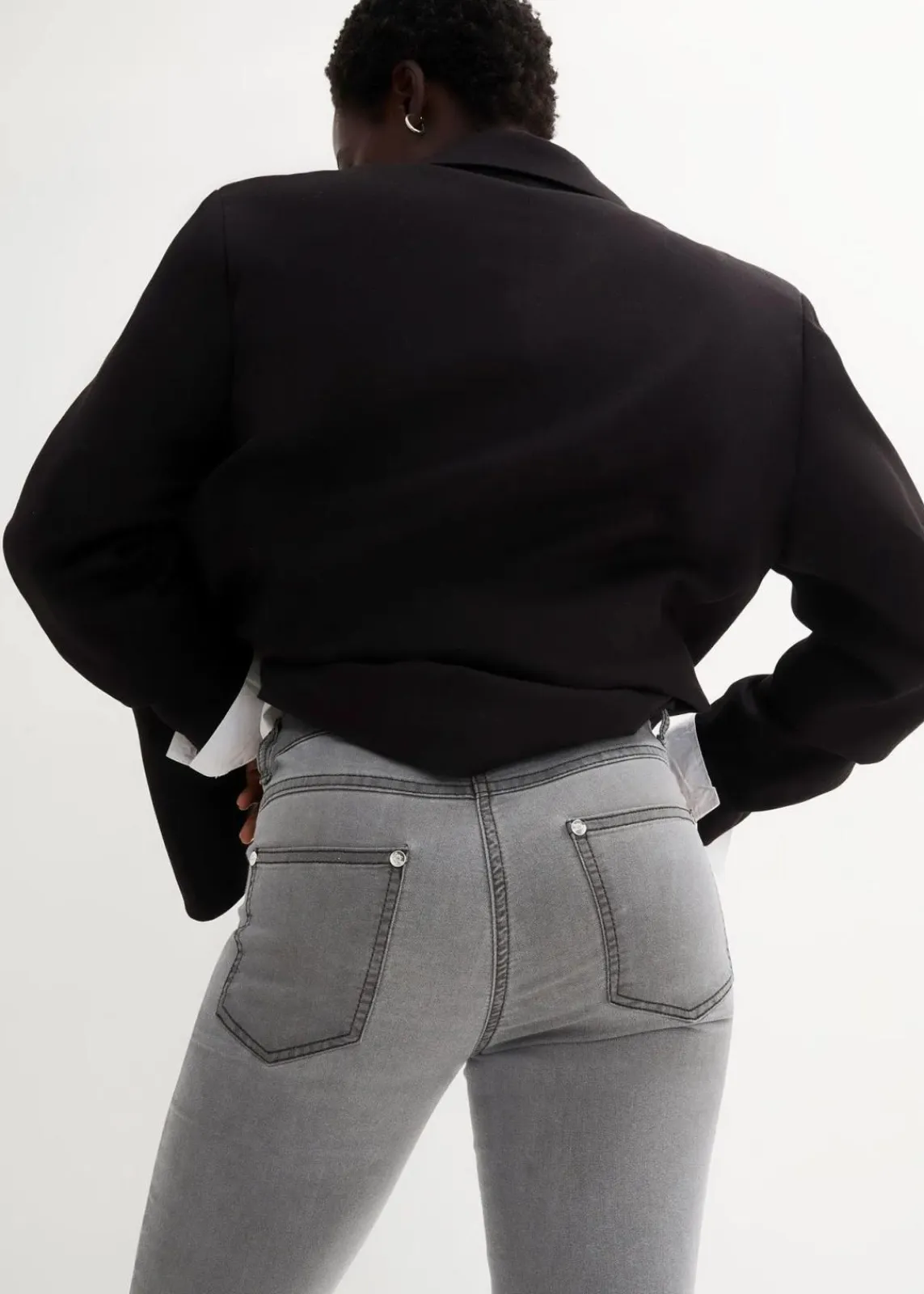 bonprix Jeans|Kurzgrößen^Slim-Fit-Jeans Mid Waist, Super Stretch grey denim