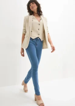 bonprix Jeans|Kurzgrößen^Slim-Fit-Jeans Mid Waist, Super Stretch blue stone