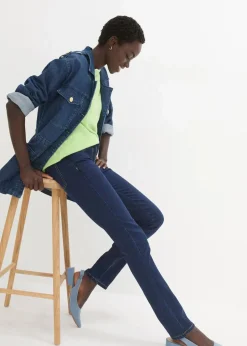 bonprix Jeans|Kurzgrößen^Slim-Fit-Jeans Mid Waist, Super Stretch darkblue stone