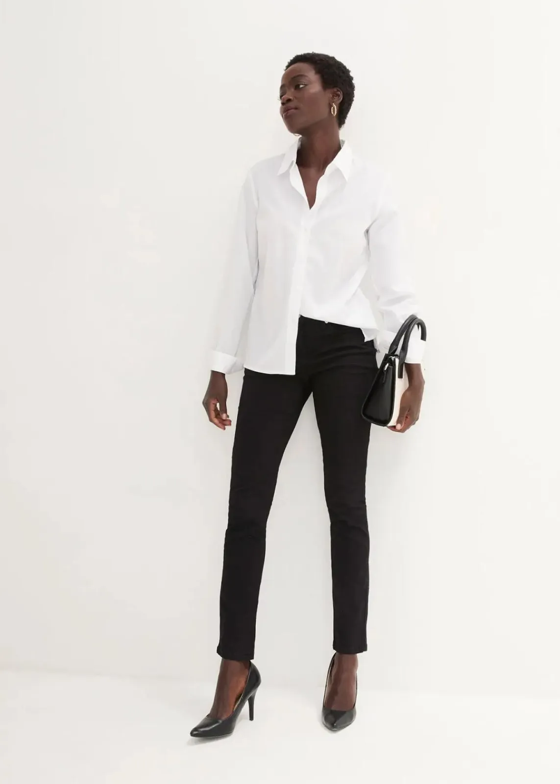 bonprix Kurzgrößen|Bekleidung·Shirts & Tops^Slim-Fit-Jeans Mid Waist, Super Stretch black stone