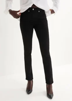 bonprix Jeans|Kurzgrößen^Slim-Fit-Jeans Mid Waist, Super Stretch black stone