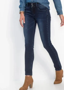 bonprix Bekleidung·Shirts & Tops|Jeans^Slim-Jeans High Waist, Shaping-Ultra-Soft dunkelblau used