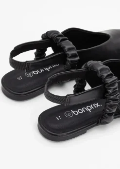 bonprix Sommerschuhe^Sling-Ballerinas mit Raffung schwarz