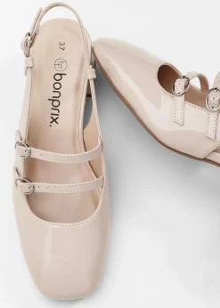 bonprix Pumps^Slingpumps in Lack-Optik softbeige