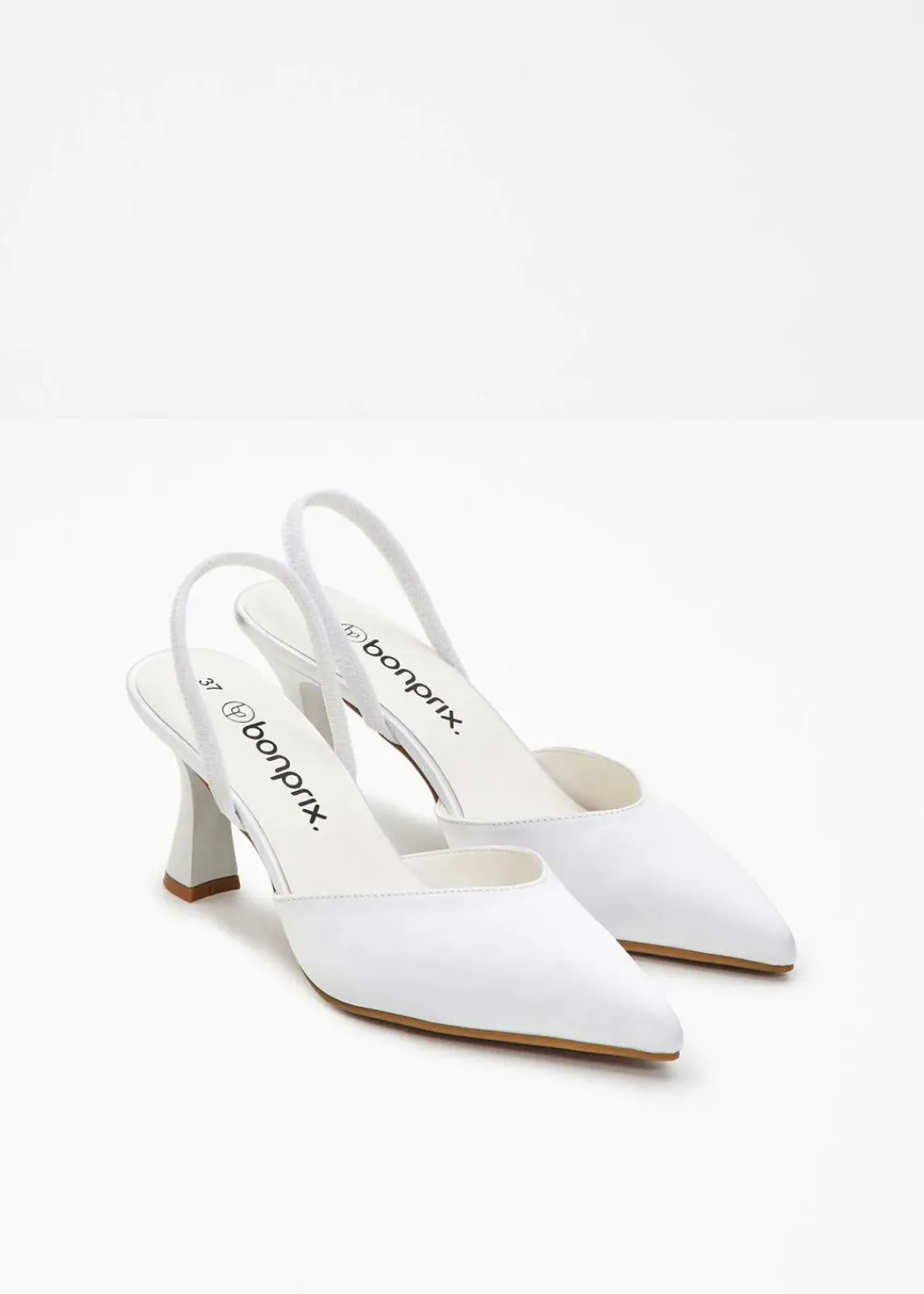 bonprix Pumps^Slingpumps in Satin-Optik weiß