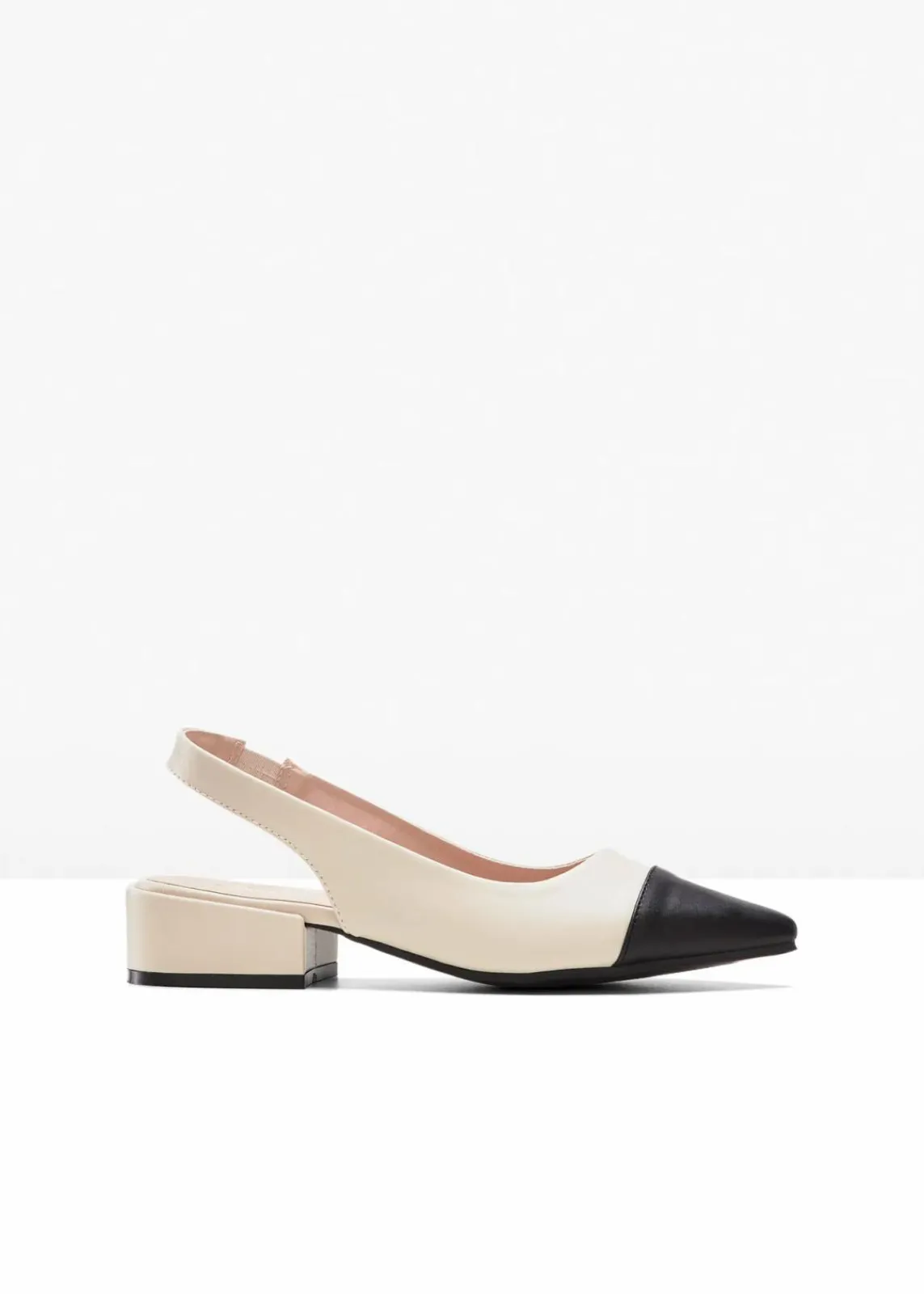 bonprix Schuhe & Accessoires In Spezialgrößen·Elastischer Schaft|Pumps^Slingpumps mit flachem Absatz beige/schwarz